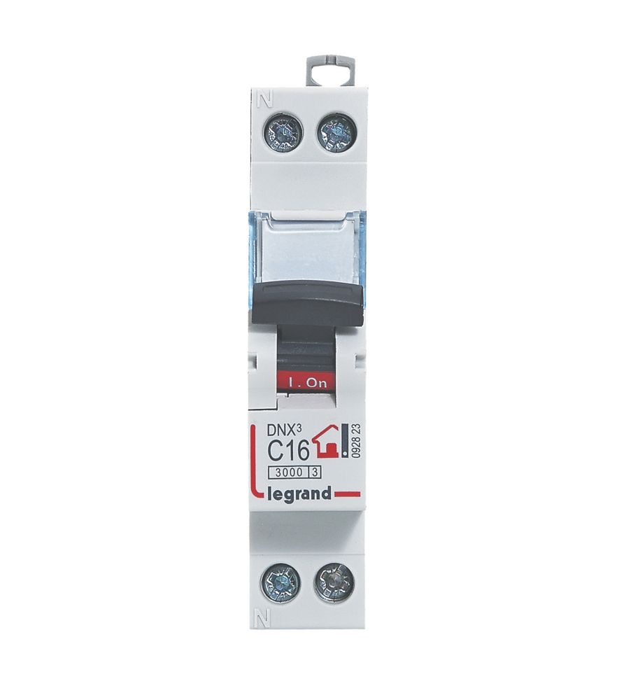 Disjoncteur à bornes à vis courbe C Legrand DNX3 16A 1P+N, 10 pièces