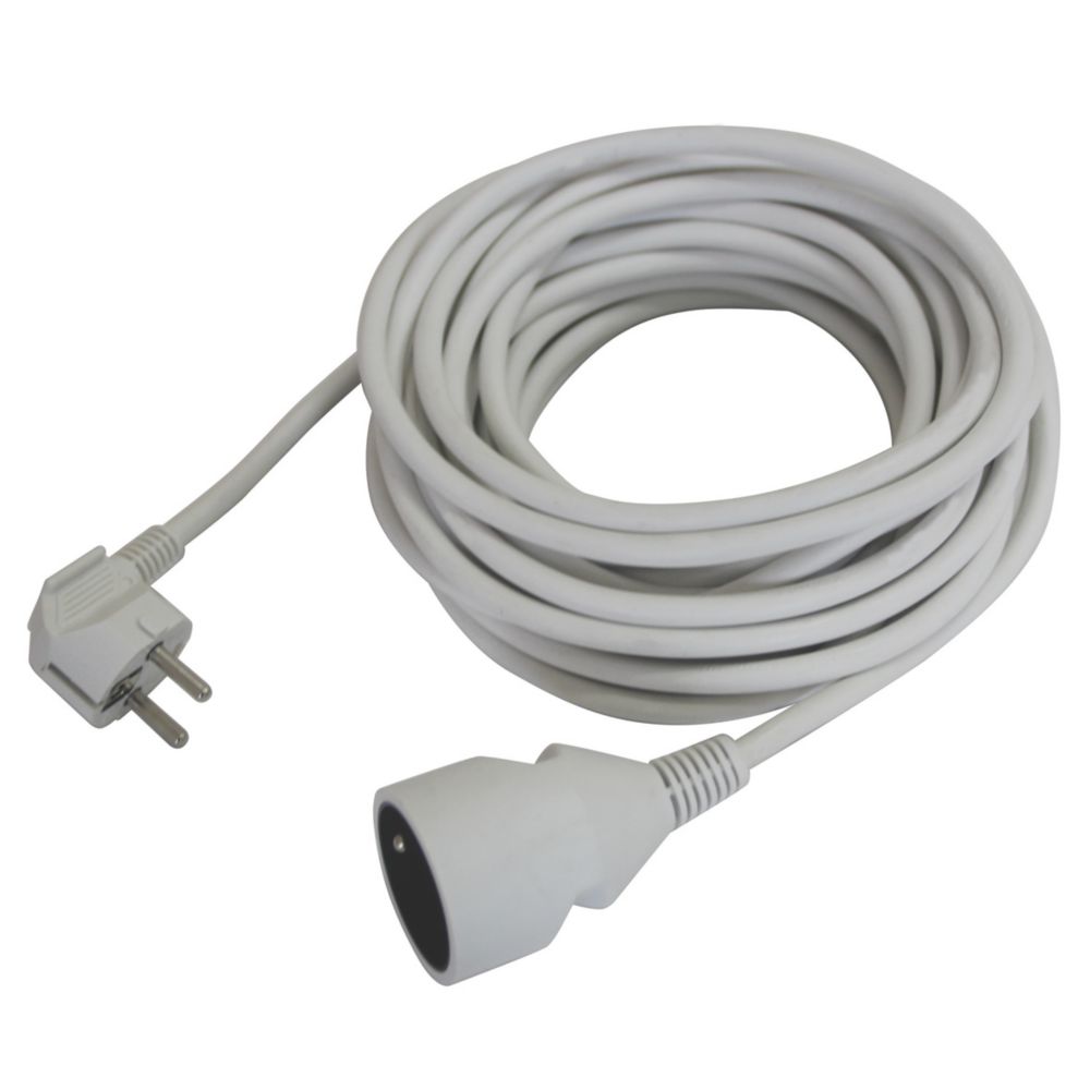 Rallonge blanche H05VVF 1 prise 1.5mm² 10m sans clapet