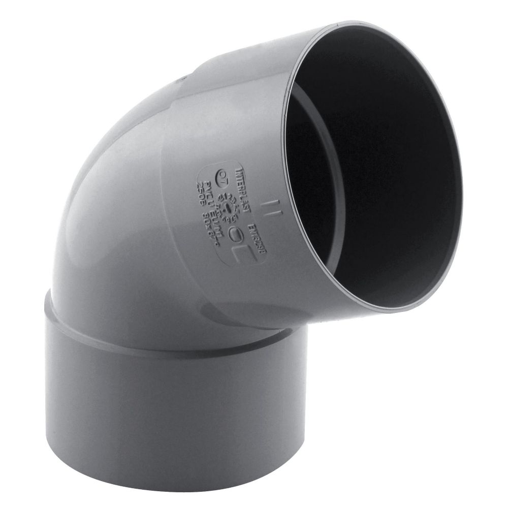 Coude PVC NF femelle à 67° 80mm à coller gris Fitt