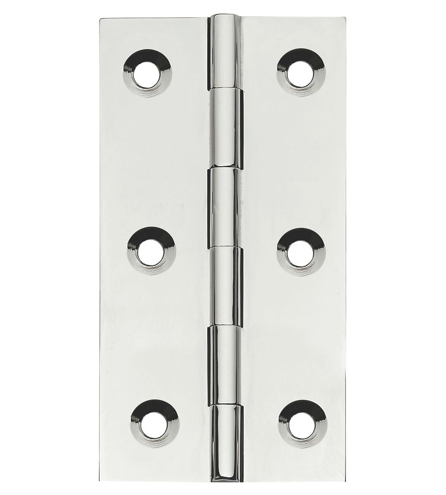  Lot de 2 charnières d'extrémité pleines en chrome poli 76 x 41mm 