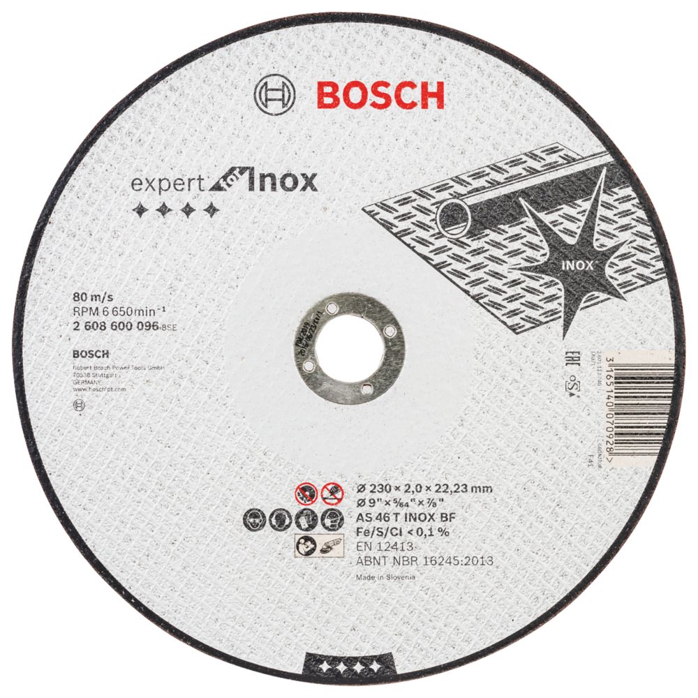 Disque à tronçonner 9 pour l'inox/le métal (230mm) x 2 x 22,23mm Bosch  Expert, Disque pour meuleuse d'angle