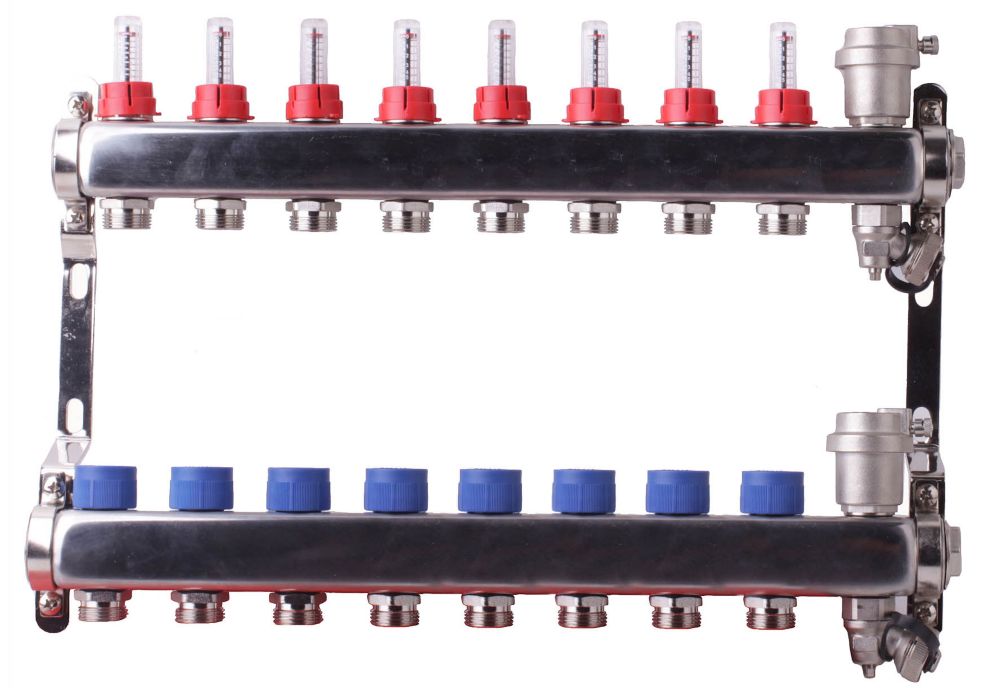 Collecteur de chauffage au sol 8 ports Somatherm en inox