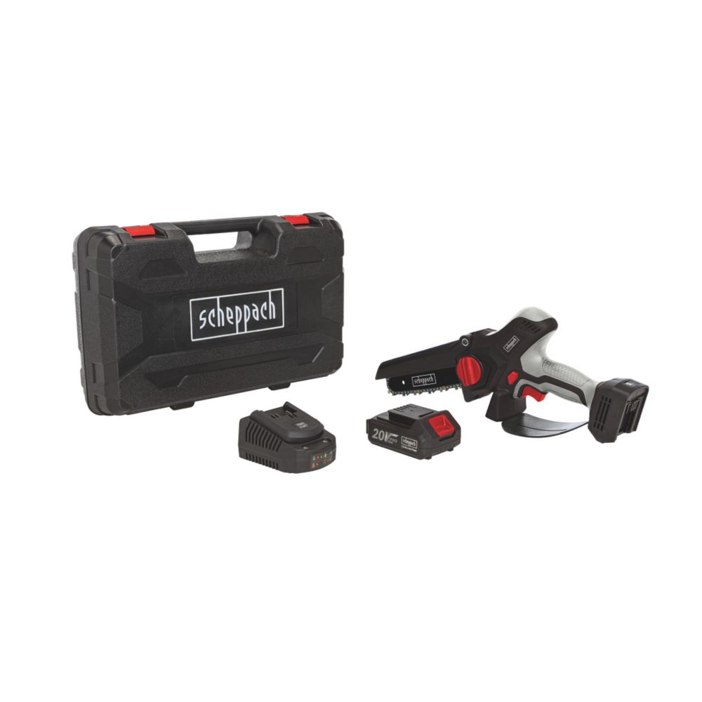 Élagueuse sans fil brushless CBS260-20Li 20V 1 x 2Ah Li-Ion Scheppach 15,24cm avec batterie et chargeur