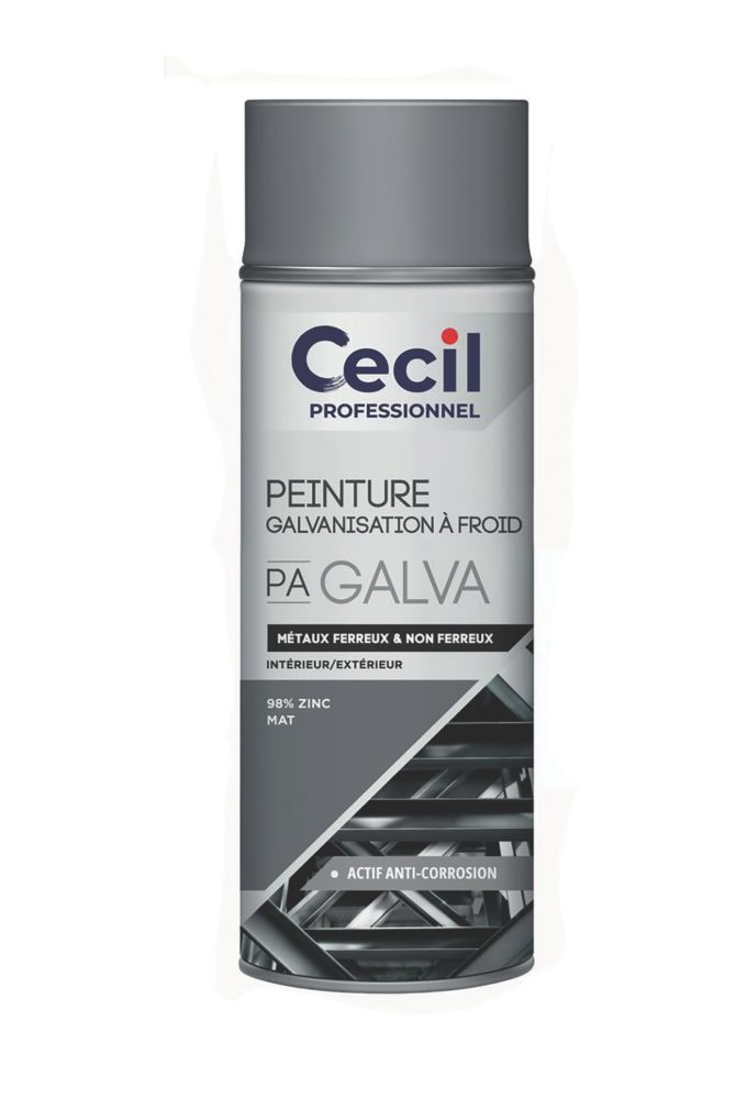 Peintures aérosol métallique anticorrosion Cecil Professional 400ml zinc mat