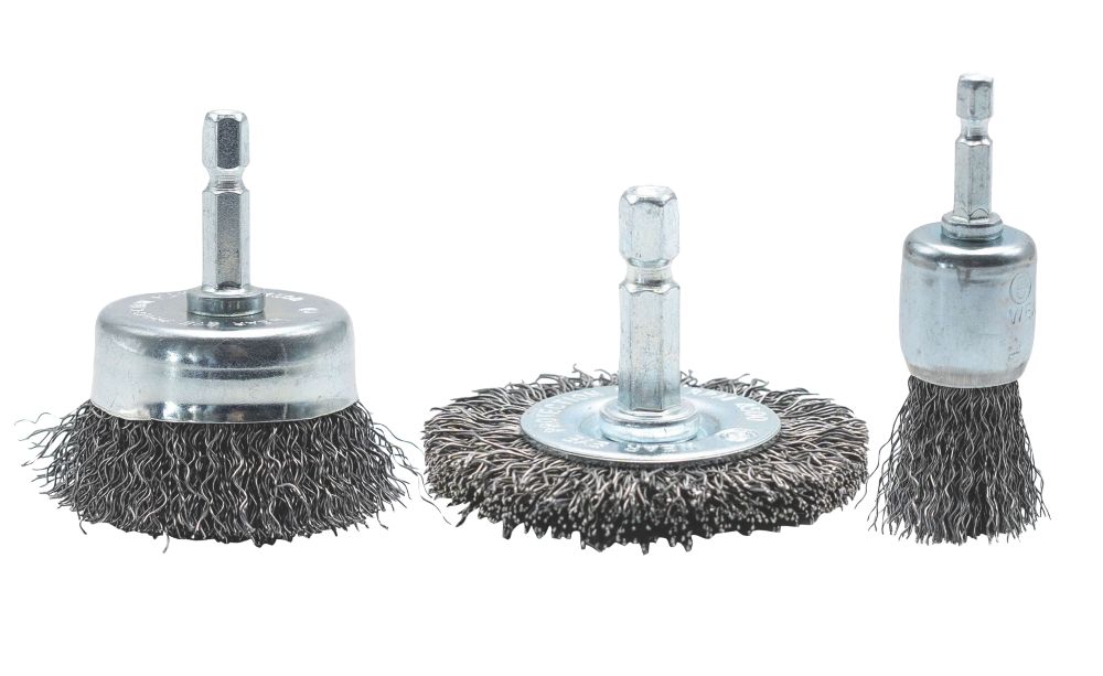 Jeu de 3 brosses abrasives pour perceuse 25-50mm Norton 