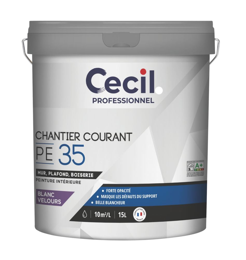 Peinture murale acrylique velours blanc Cecil Professional 15L