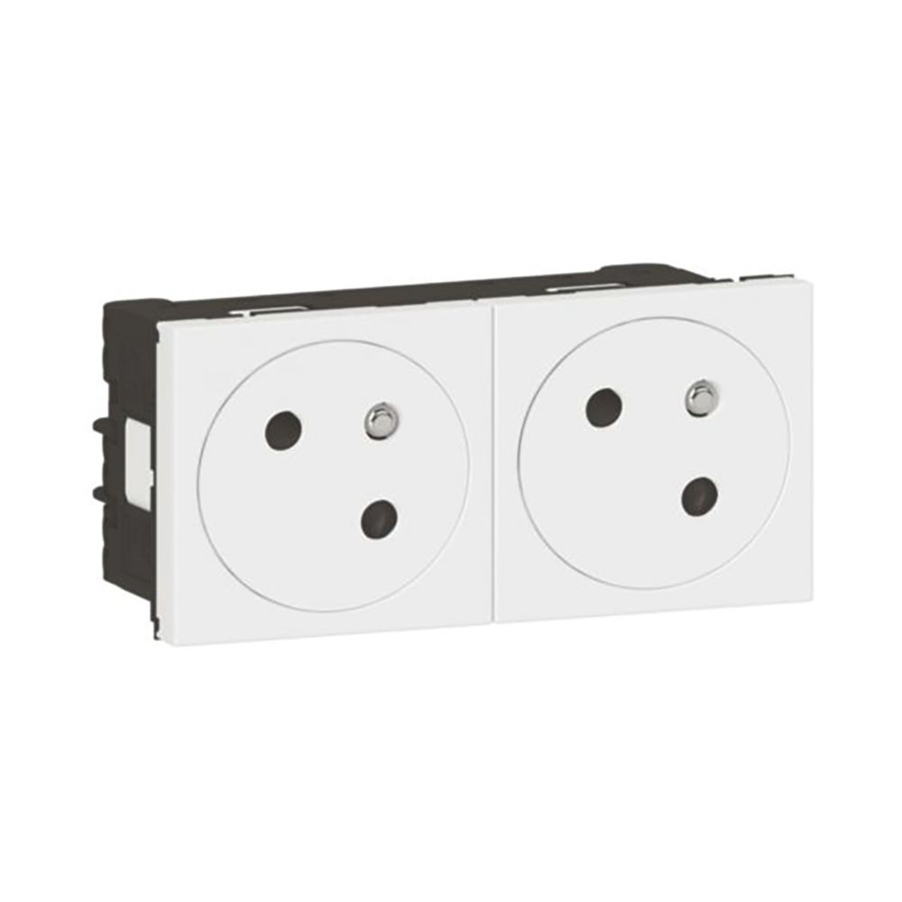 Double prise terre 2 postes Mosaic Blanc Legrand