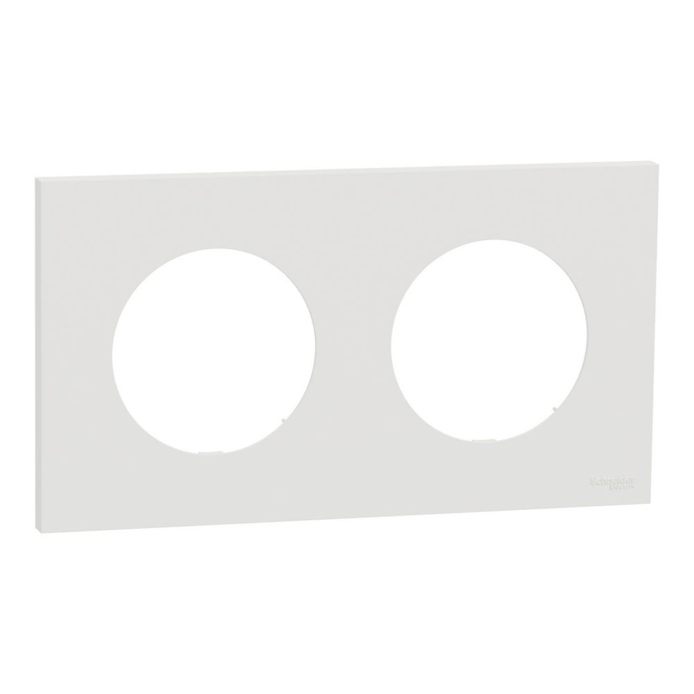 Plaque de finition en saillie 2 postes Schneider Electric Odace blanc craie
