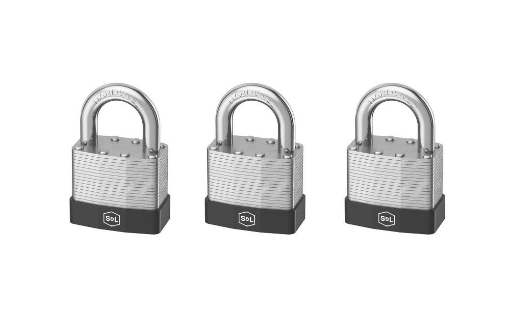 Lot de 3 cadenas Smith & Locke, à anse fermée, en acier laminé, à serrure identique, 40mm