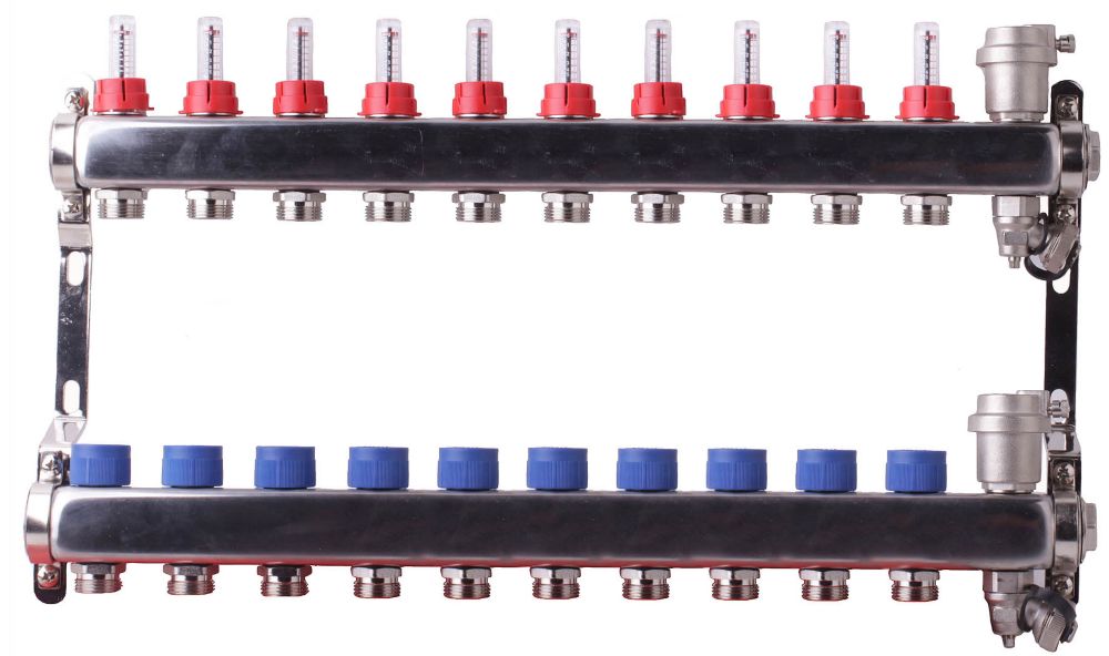 Collecteur de chauffage au sol 10 ports Somatherm en inox