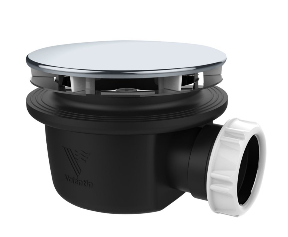 Drain de douche extra plat Valentin noir/chromé 90mm