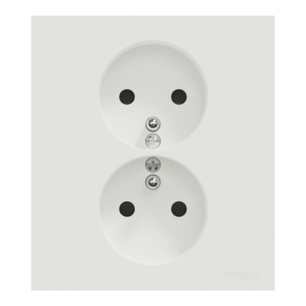 Double prise terre 1 poste griffes montées Schneider Electric Odace blanc