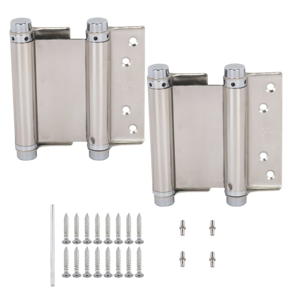 Lot de 2 charnières à ressort en acier inoxydable satiné Eclipse 103 x 43mm