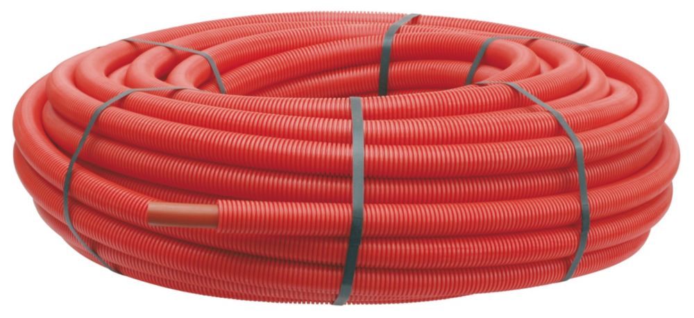 Tube PER gainé 25mm x 50m rouge Fixoconnect