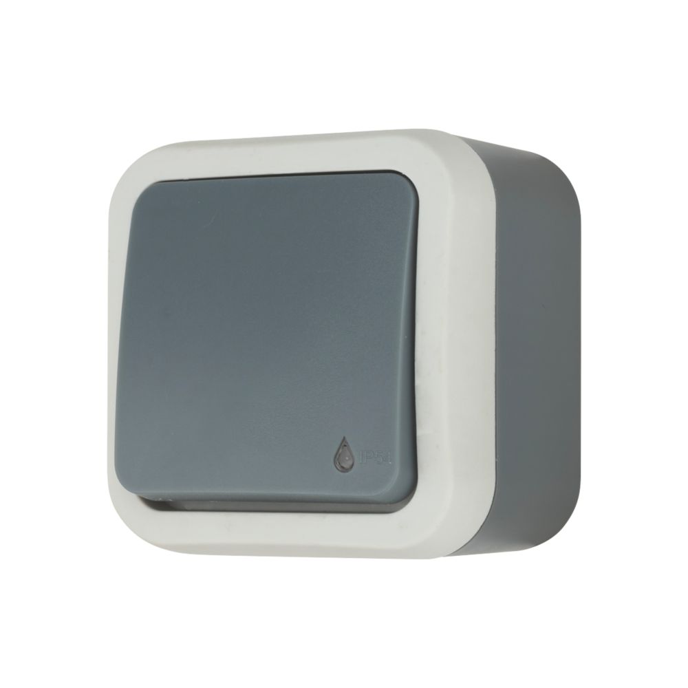 Va-et-vient lumineux complet étanche 1 poste gris LAP