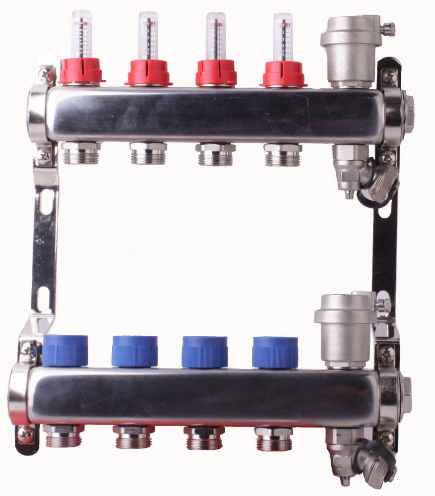 Collecteur de chauffage au sol 4 ports Somatherm en inox