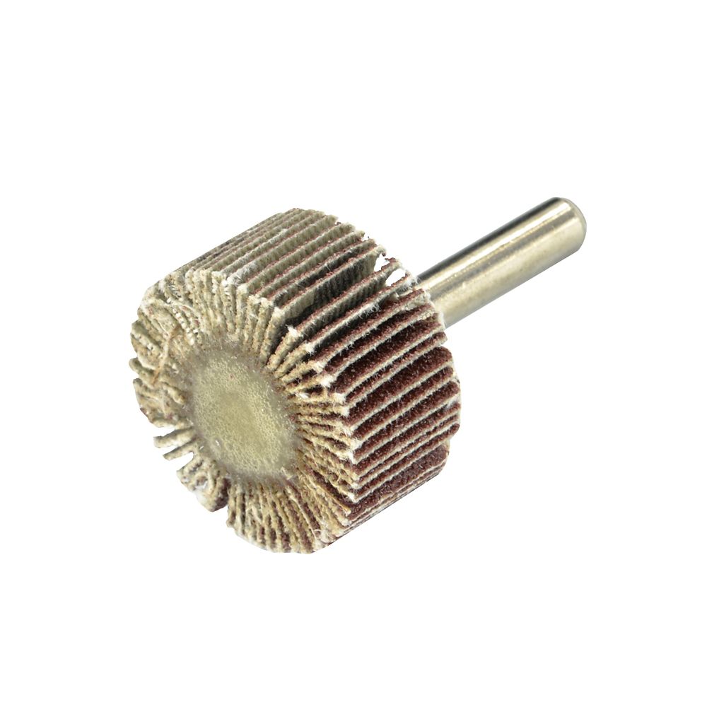 Roue à lamelles abrasive pour perceuse grain 120 à queue ronde 30mm