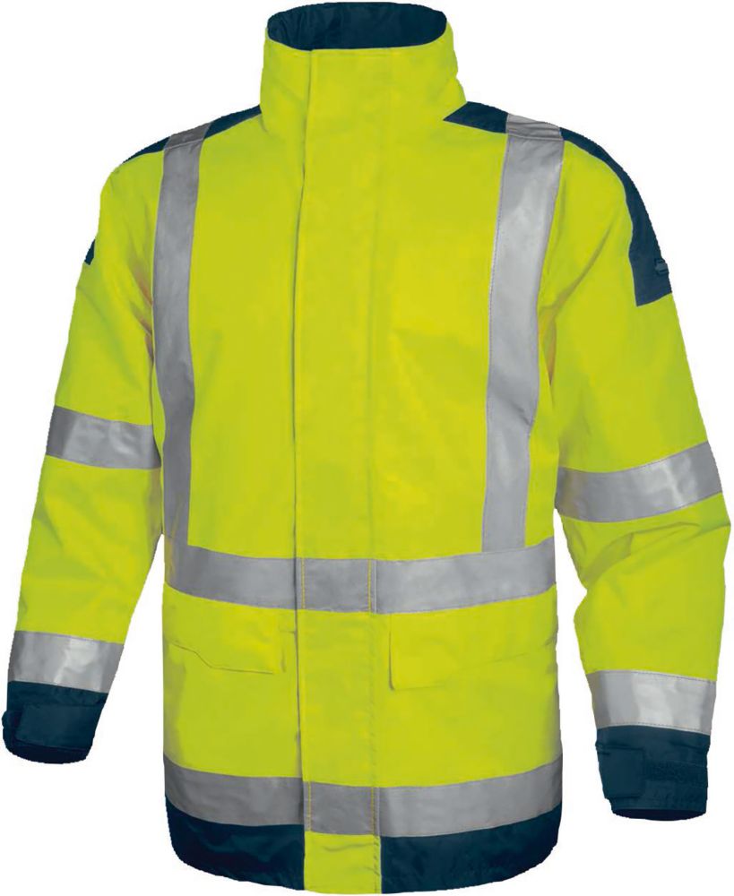 Parka imperméable haute visibilité Delta Plus jaune fluorescent/bleu marine, taille XL