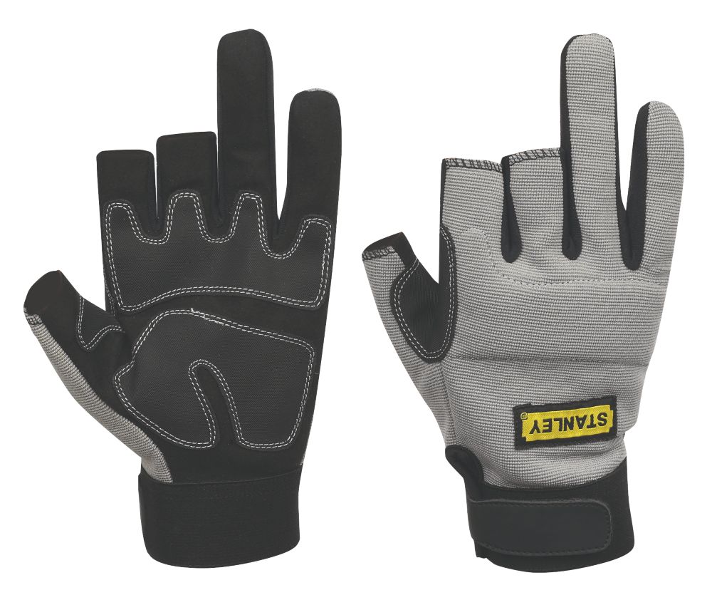 Gants de travail 3 doigts ouverts Stanley Performance gris taille L