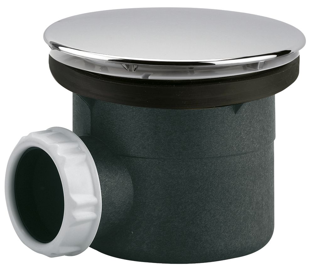 Bonde de douche avec couvercle ABS Valentin noir/chromé 90mm