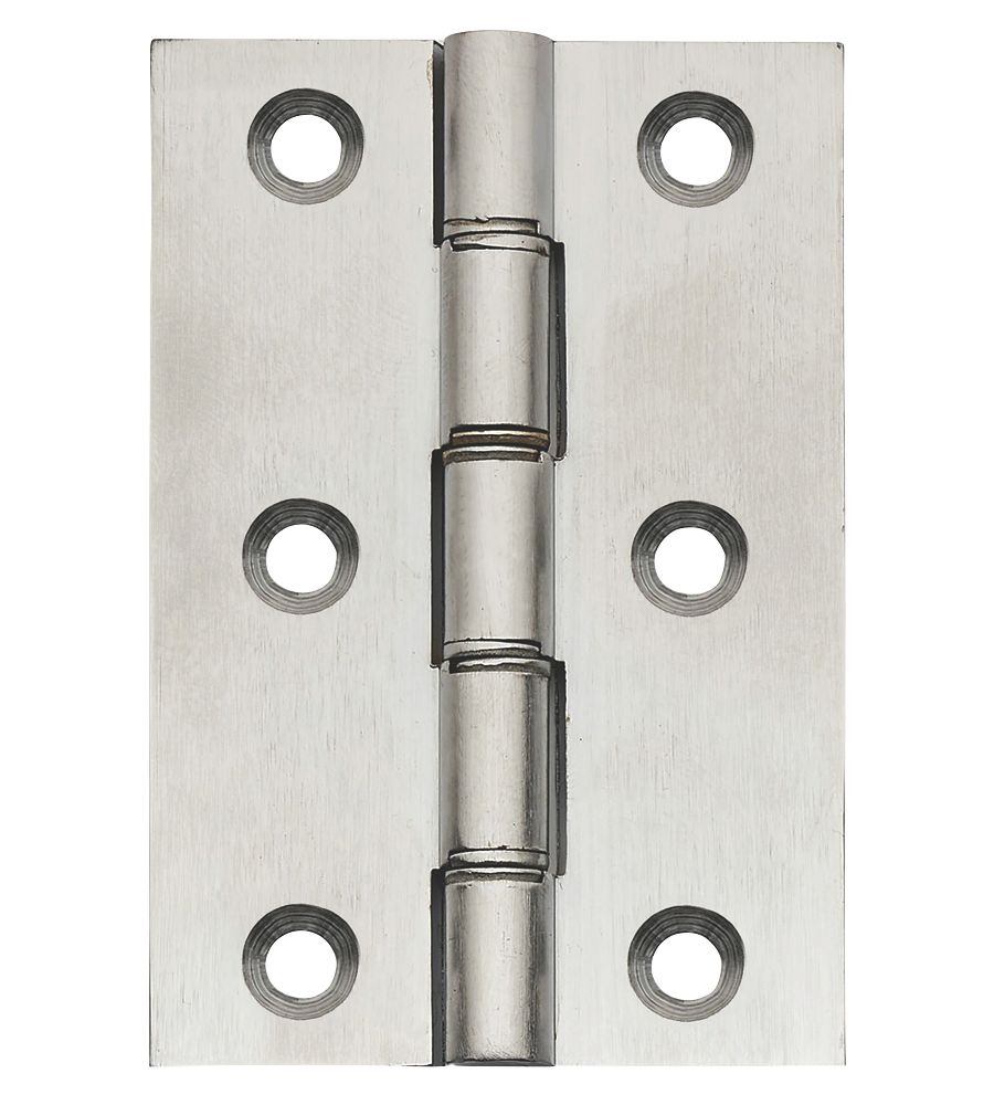  Lot de 2 charnières d'extrémité en chrome satiné avec double rondelle en bronze au phosphore 76 x 51mm