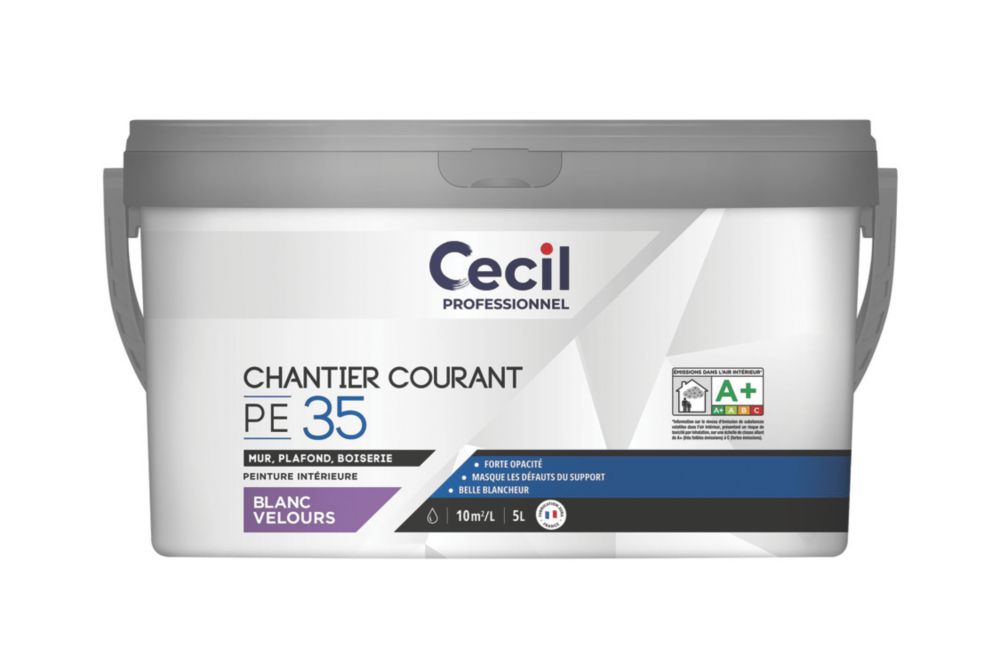 Peinture murale acrylique velours blanc Cecil Professional 5L