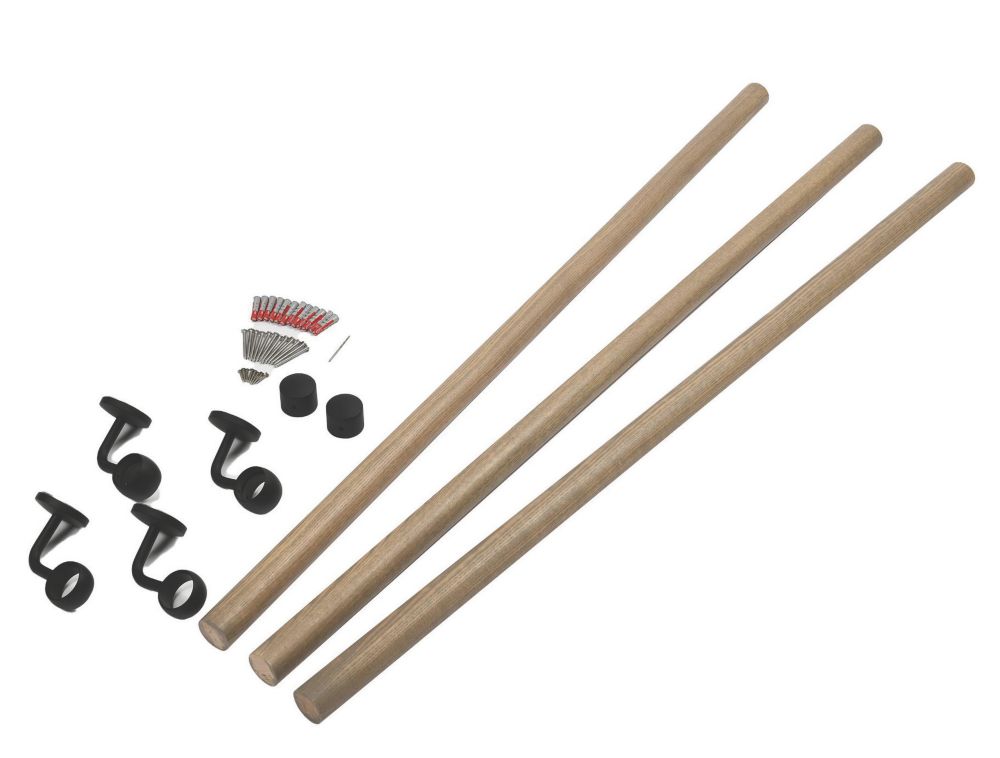 Kit de main courante en bois dur Rothley bois flotté naturel 3 600mm 