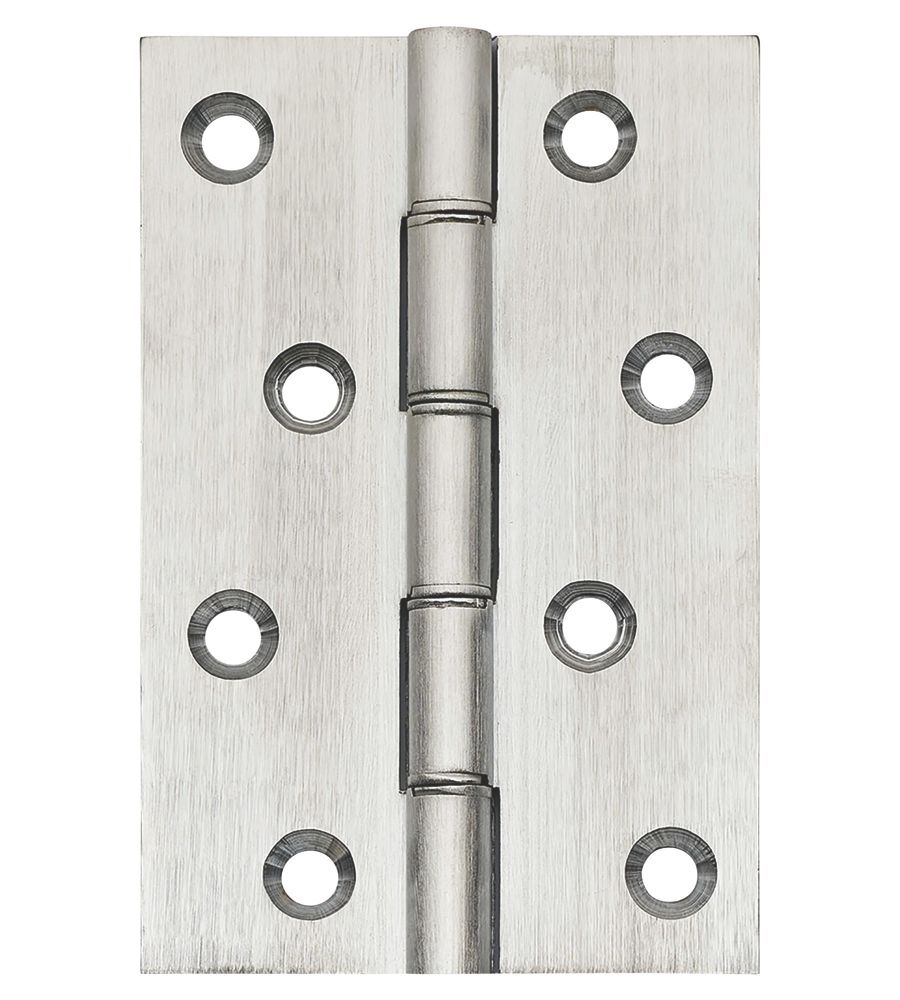  Lot de 2 charnières d'extrémité en chrome satiné avec double rondelle en bronze au phosphore 101 x 67mm
