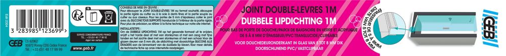 JOINT BAS DE PORTE DE DOUCHE EN PVC LONG 1M POUR VERRE DE 5 A 8MM