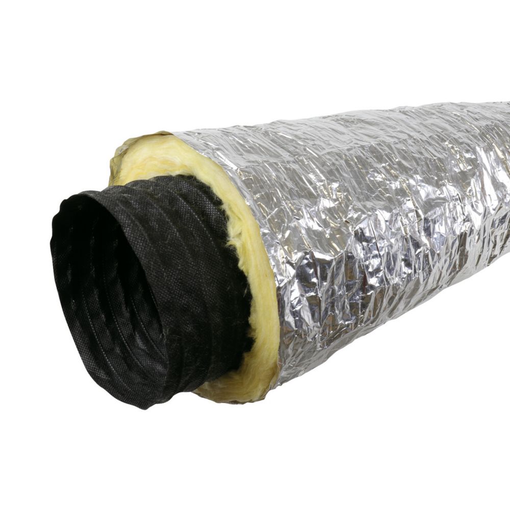 Conduite flexible isolé RESIST'R en polyester, polyéthylène et laine de verre Eoliance Habitat argent 6 000mm x 127mm