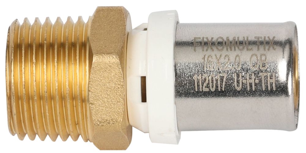 Raccord droit mâle multicouche à sertir 20mm x 15/21 - 1/2" Fixoconnect