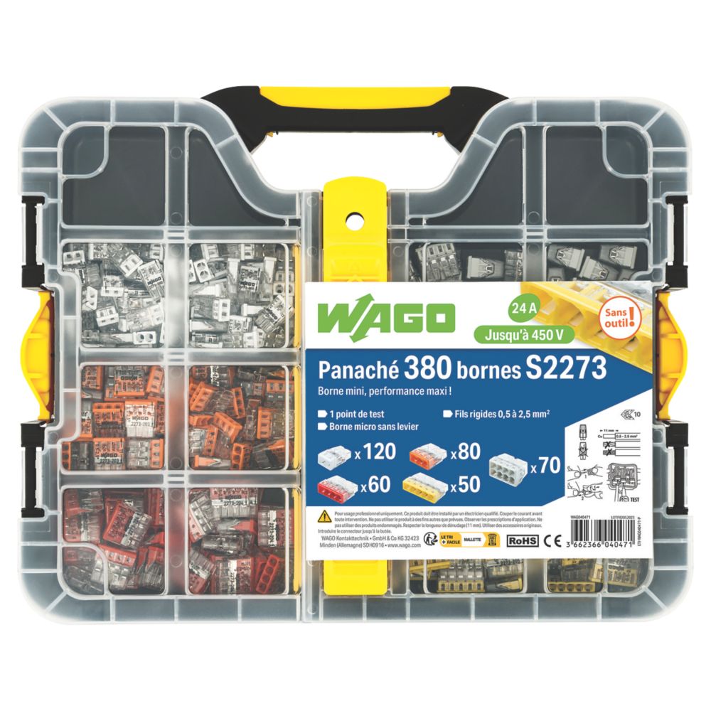 Coffret de bornes à poussoir Wago L-BOXX Mini 2773, 380 pièces