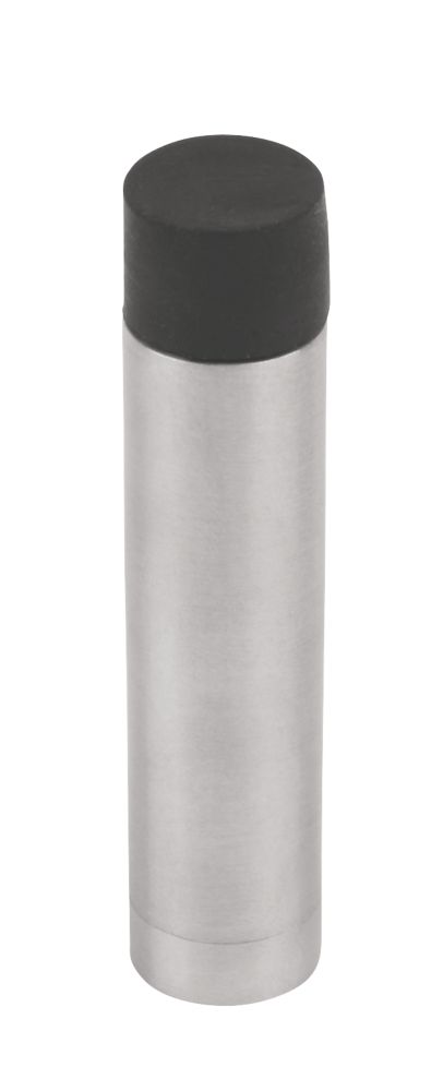  2 butées de porte cylindriques en saillie, fixations invisibles, chrome satiné