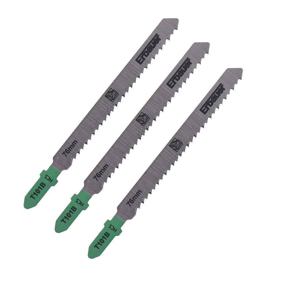 Lot de 3 lames pour scie sauteuse bois 100mm T101B Erbauer