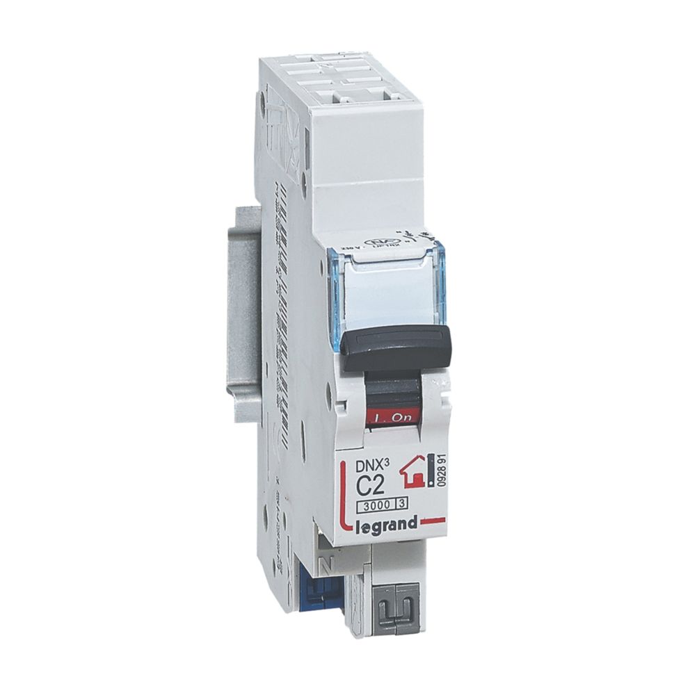 Disjoncteur à bornes automatiques courbe C Legrand DNX3 2A 1P+N 