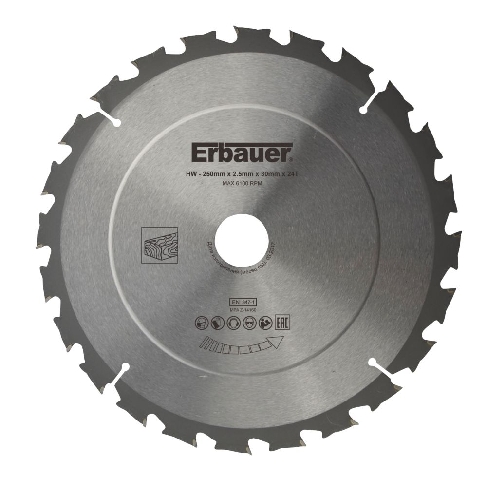 Lame de scie circulaire TCT 250 x 30mm 24 dents Erbauer