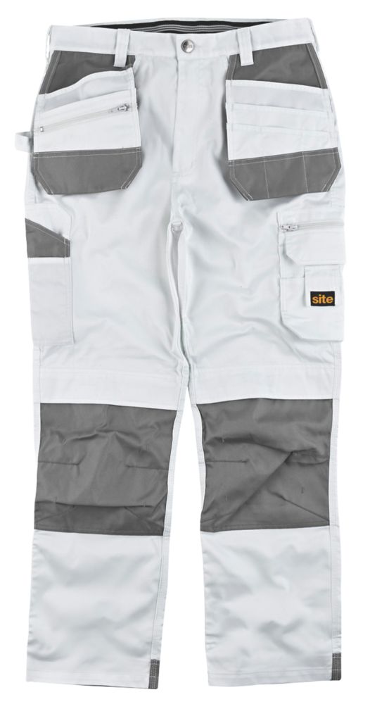 Pantalon de travail peintre Site Jackal blanc / gris, taille 46, longueur 81 cm
