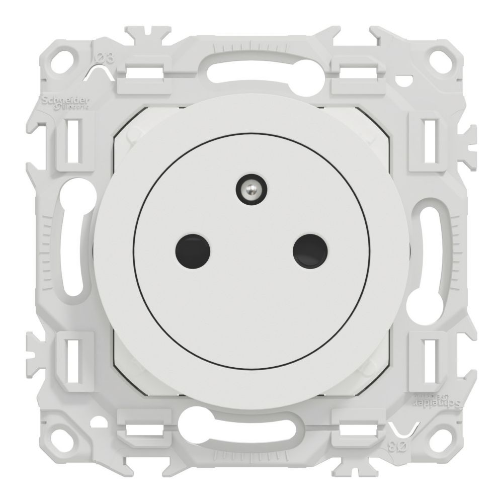 Prise terre affleurante 1 poste Schneider Electric Odace blanc