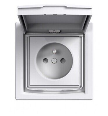 Prise terre avec clapet 1 poste Asfora Blanc Schneider