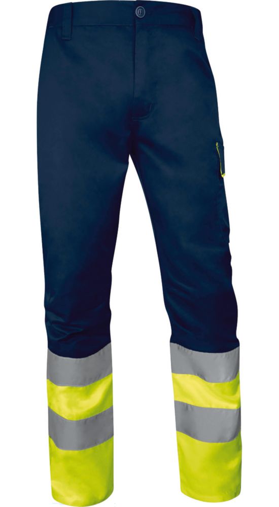 Pantalon haute visibilité Delta Plus M1PA2HVCL1 jaune fluorescent/bleu marine taille M (42-44 cm) longueur 80 cm