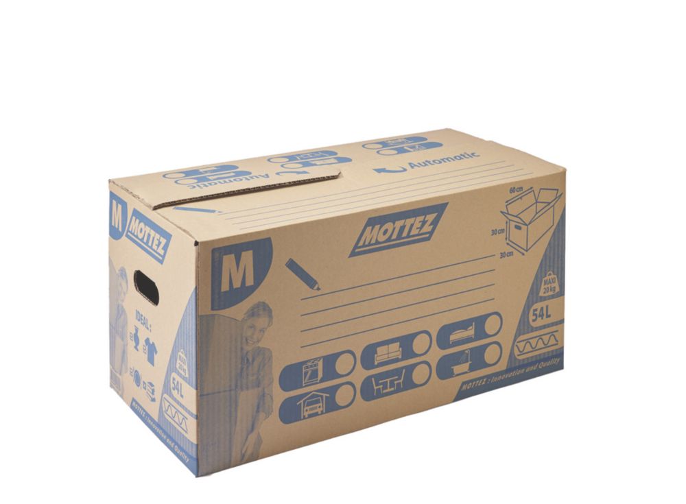 Boîte en carton Mottez 54l marron/bleu 1 pièce