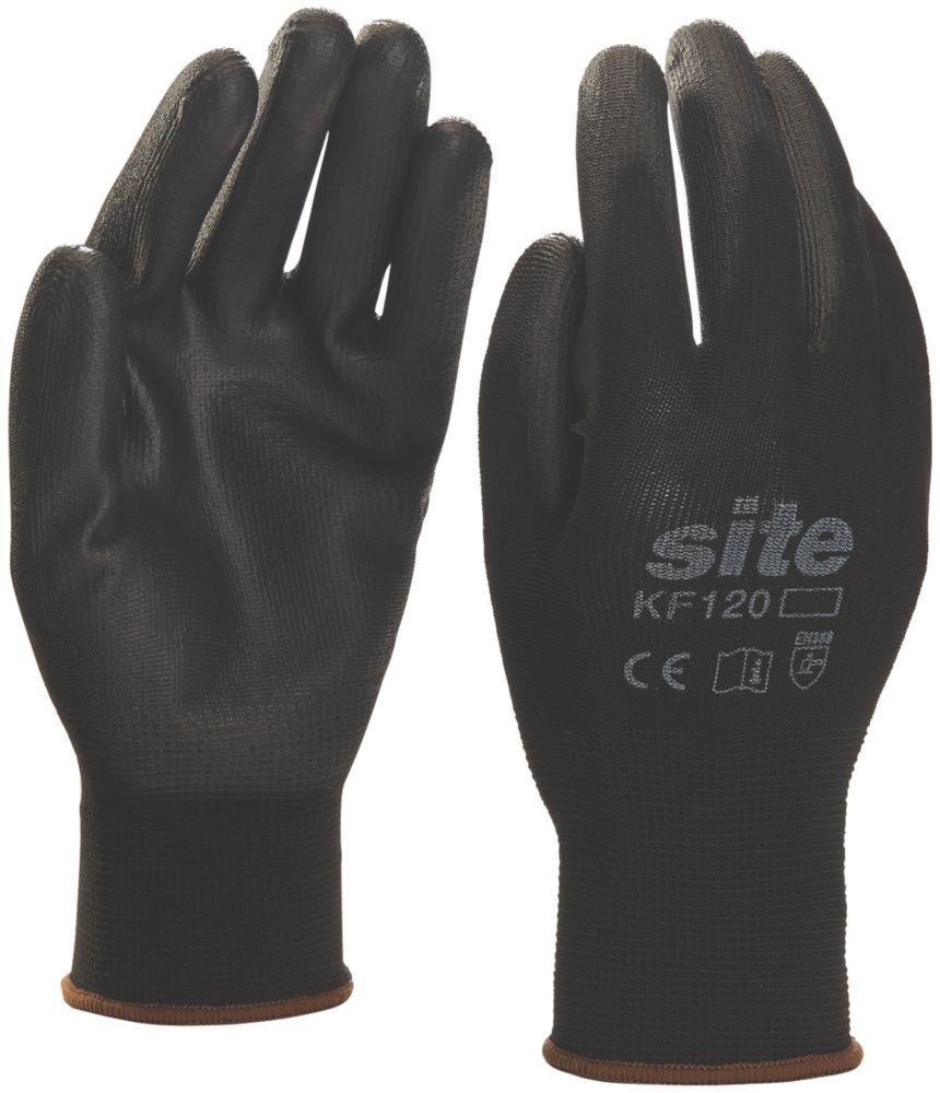 Gants de mécanicien - noir avec revêtement PU