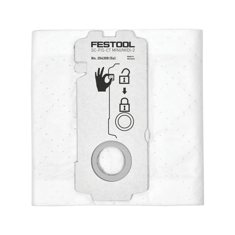  Sac à poussière pour aspirateur classe M Festool SC-FIS-CT MINI/MIDI-2/5/CT15 15L 5 pièces