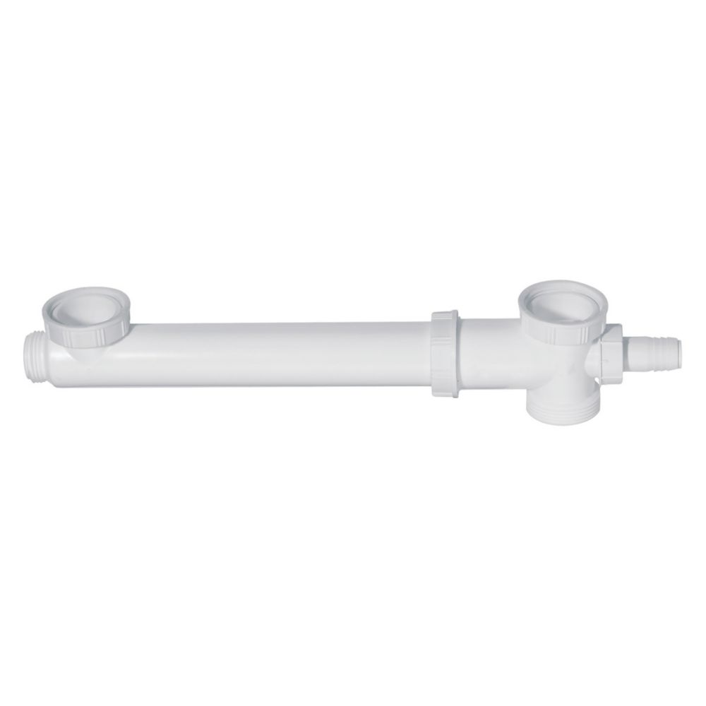 Tubulure de raccordement pour évier 2 bacs et prise pour machine à laver 40mm blanc Wirquin 