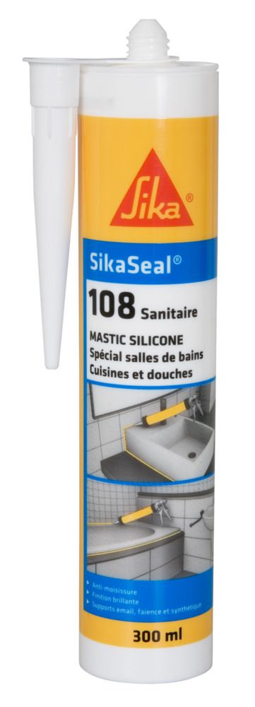 1 mastic silicone sanitaire Sika Sikaseal-108 blanc 300ml