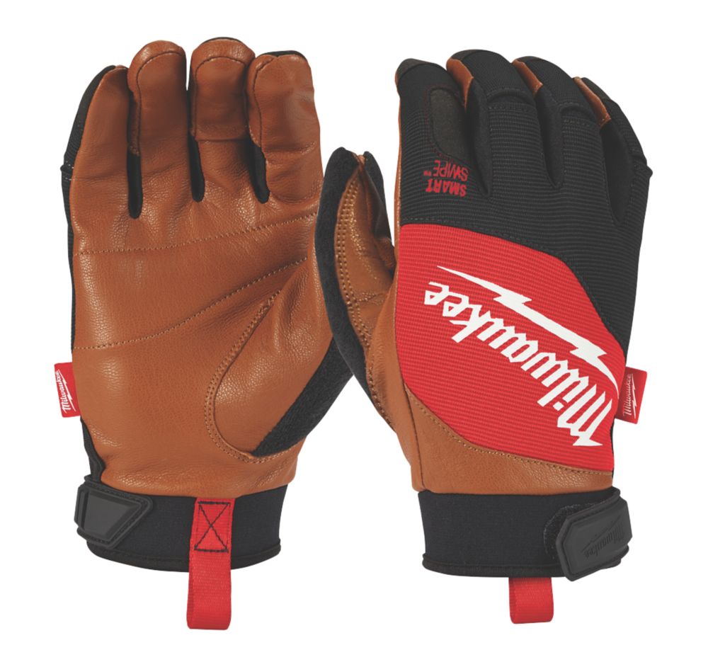 Gants de travail en cuir hybrides Milwaukee noir/marron taille M