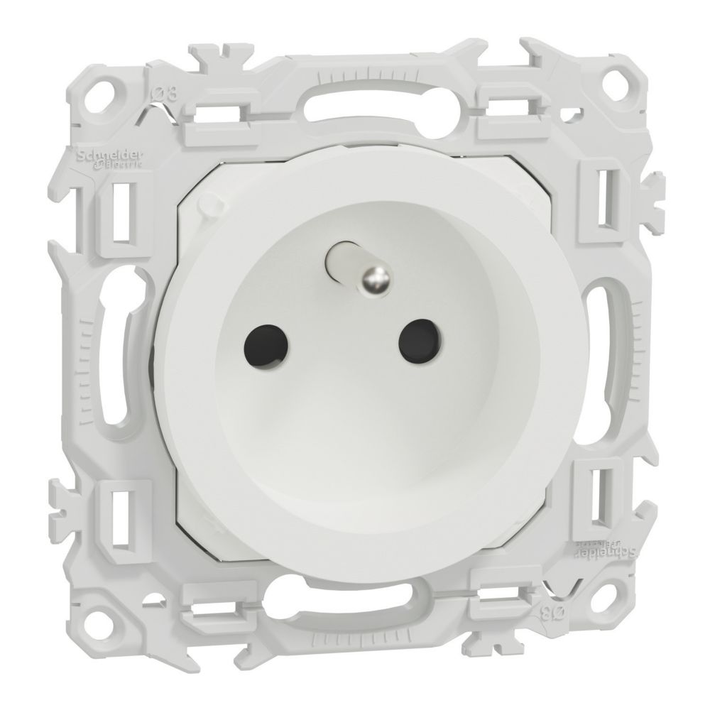 Prise terre à puits 1 poste Schneider Electric Odace blanc