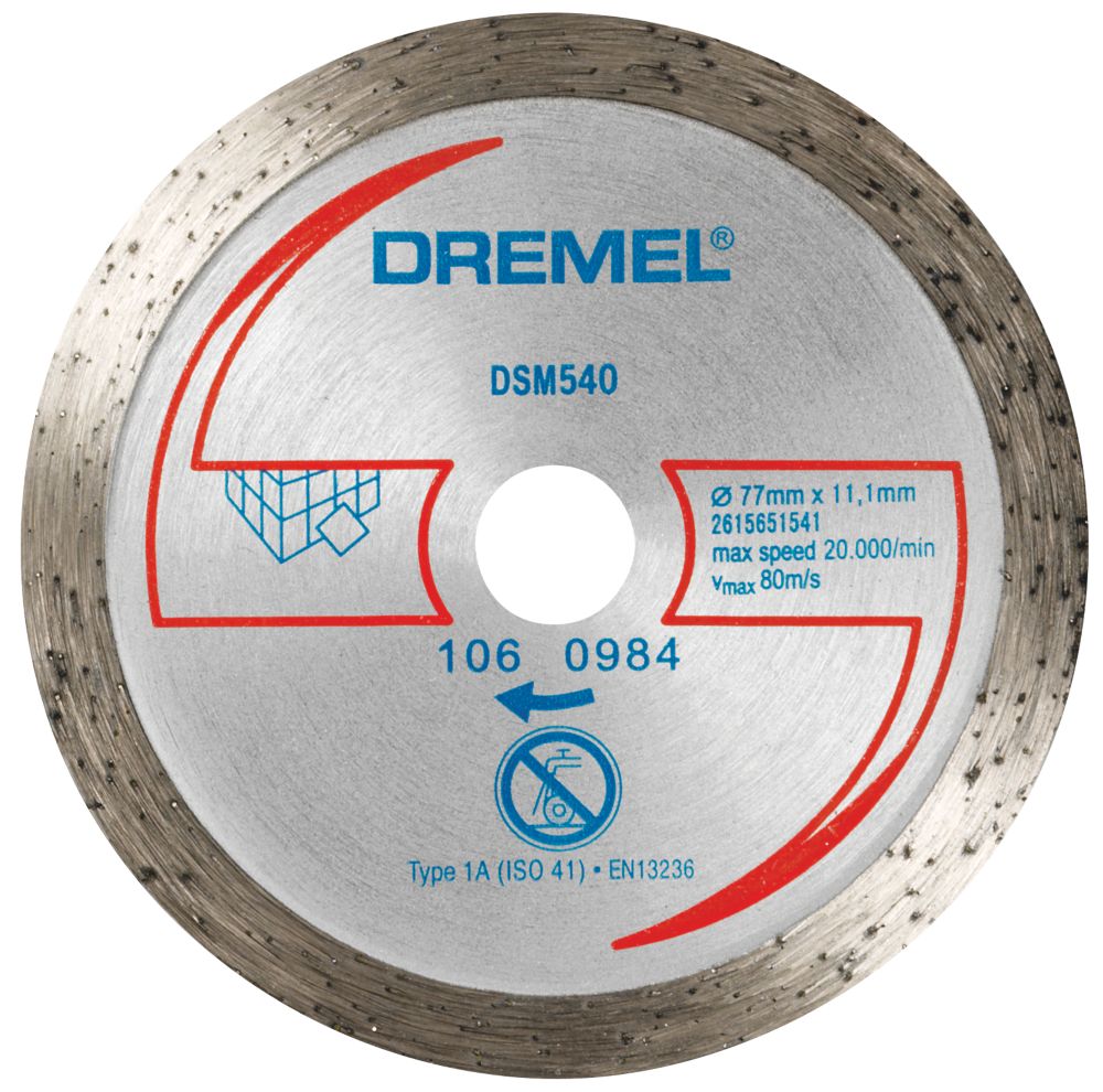 Disque à tronçonner de scie compacte pour carrelage Dremel DSM540 3 (77mm)  x 2 x 11,1mm, Disque pour meuleuse d'angle