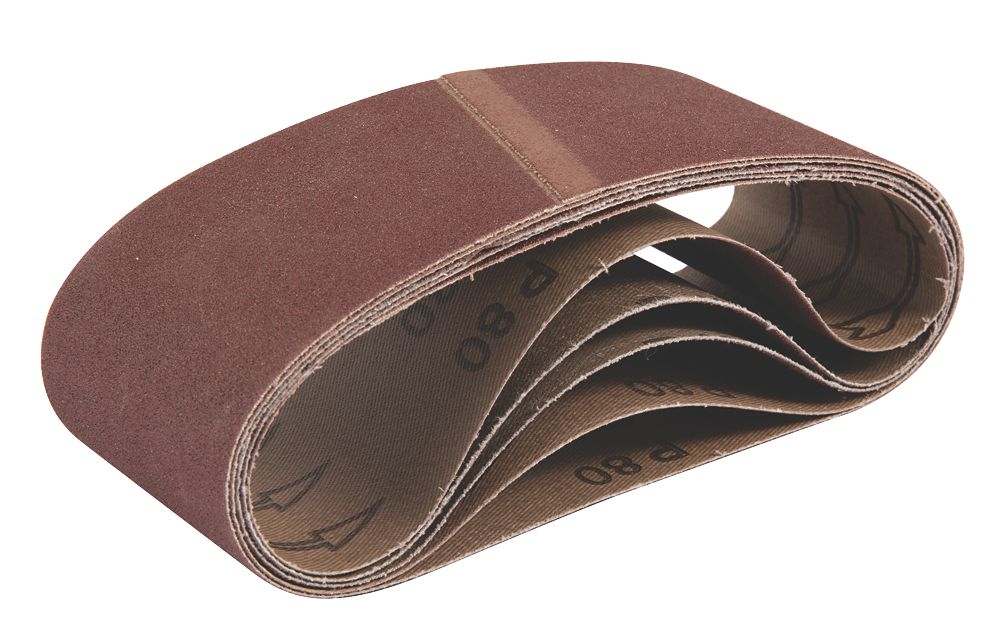 Lot de 5 bandes abrasives non perforées 457 x 76mm grain 80 Titan