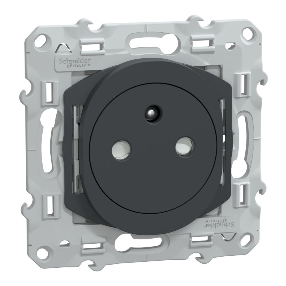 Prise terre affleurante 1 poste Ovalis Anthracite Schneider